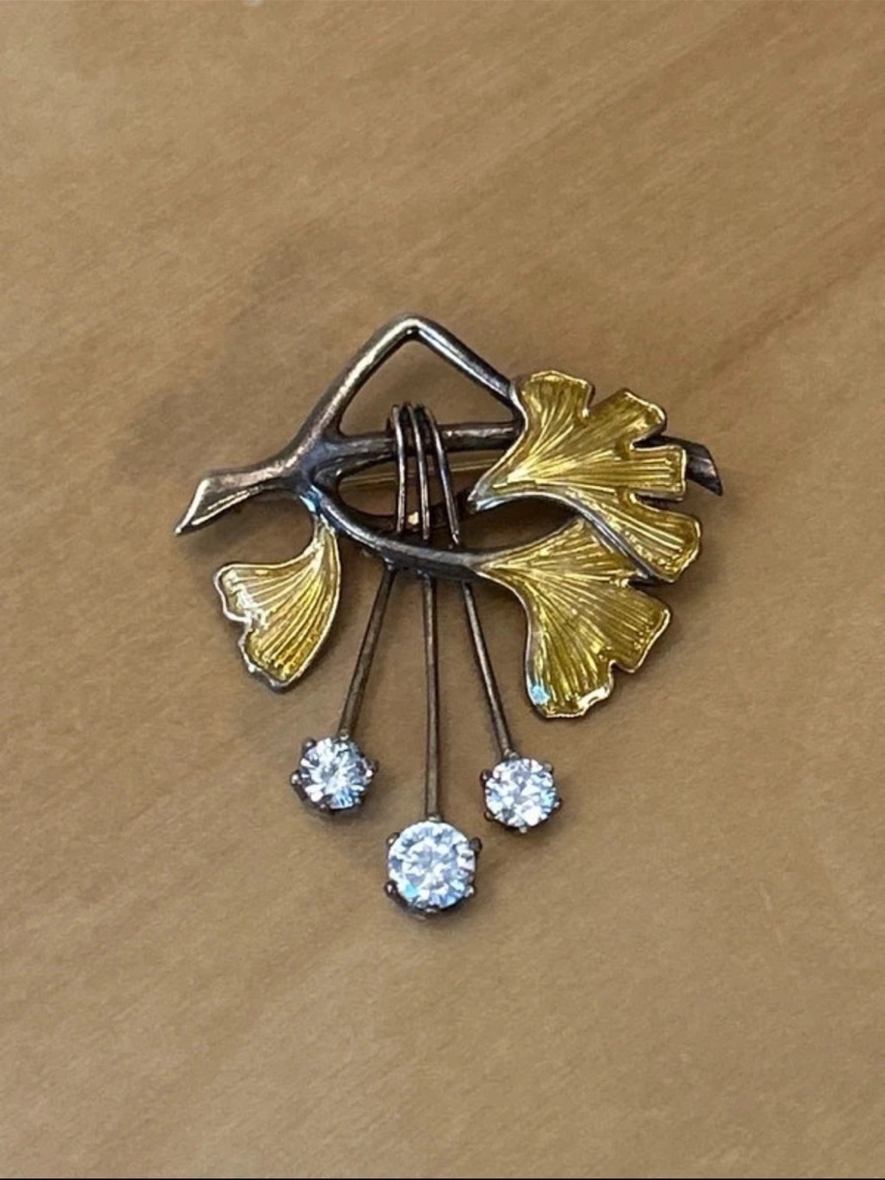 Vintage MMA Cleo gold plated sterling silver brooch